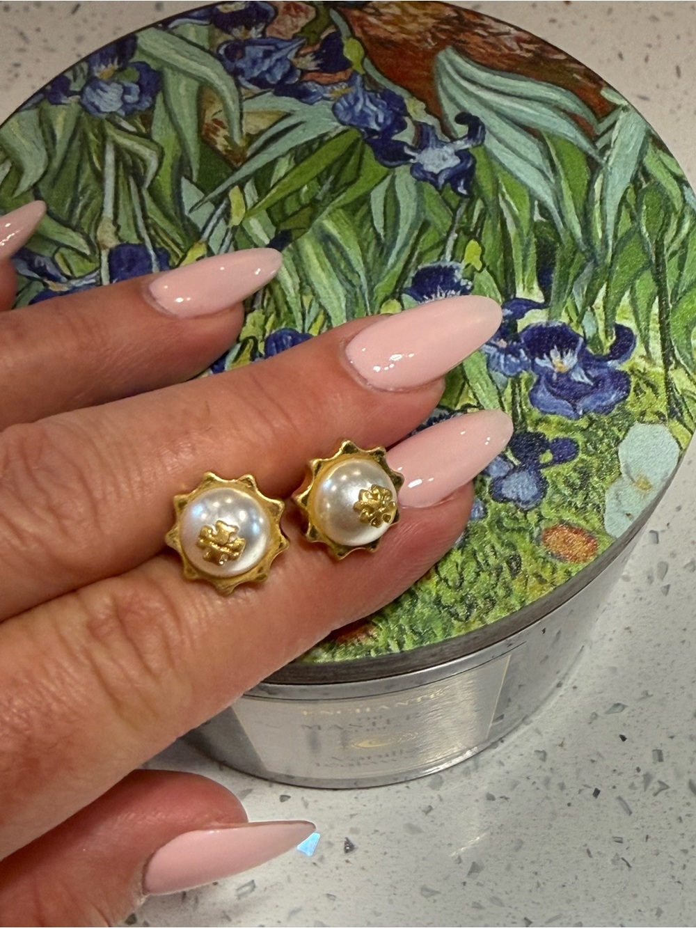 Tory Burch Gold Faux Pearl Starburst Stud Earrings - Pink/Gold
